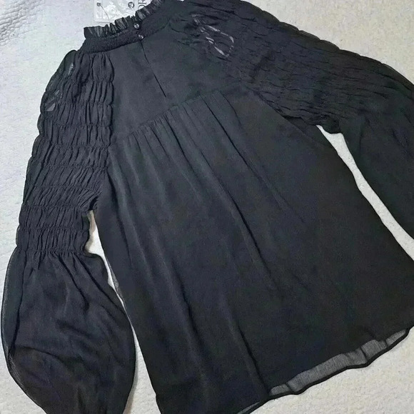Nordstrom Rack DR2 Long balloon Sleeve Blouse Top sheer lined Size Medium NWT - Picture 9 of 11